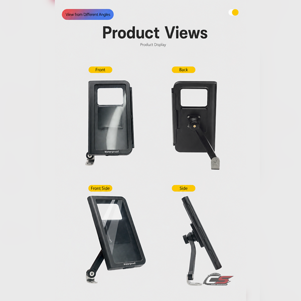 Open-Air Waterproof  Rearview-Mirror Motorcycle Phone Mount with 360° Rotation